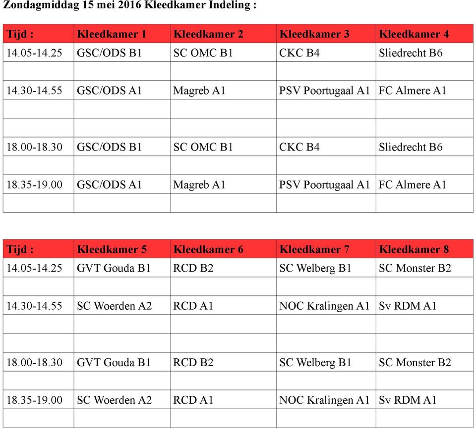 30 GSC/ODS B1 SC OMC B1 CKC B4 Sliedrecht B6 18.35-19.