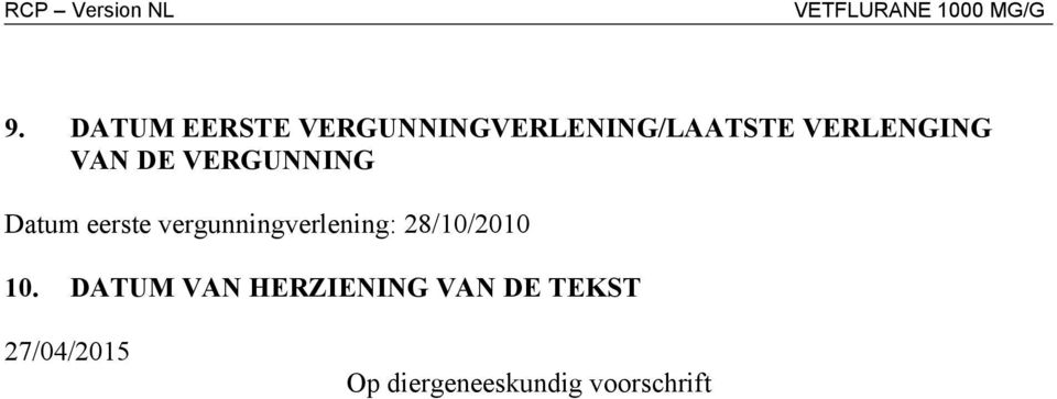 vergunningverlening: 28/10/2010 10.