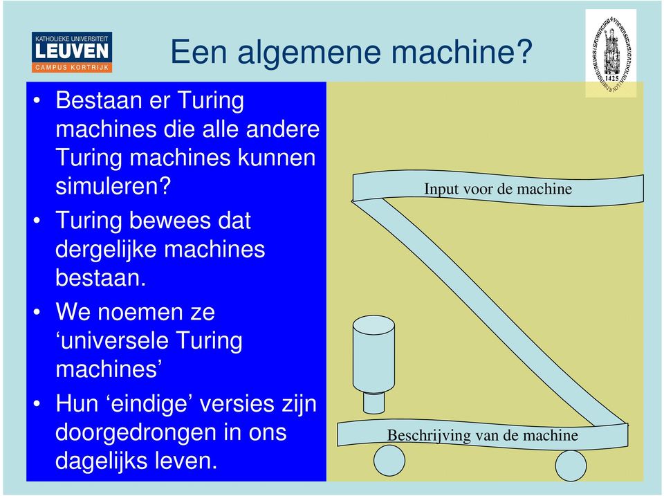 simuleren? Turing bewees dat dergelijke machines bestaan.
