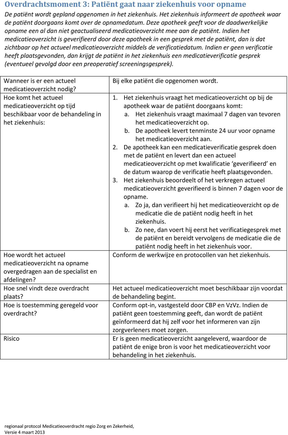 Deze apotheek geeft voor de daadwerkelijke opname een al dan niet geactualiseerd medicatieoverzicht mee aan de patiënt.