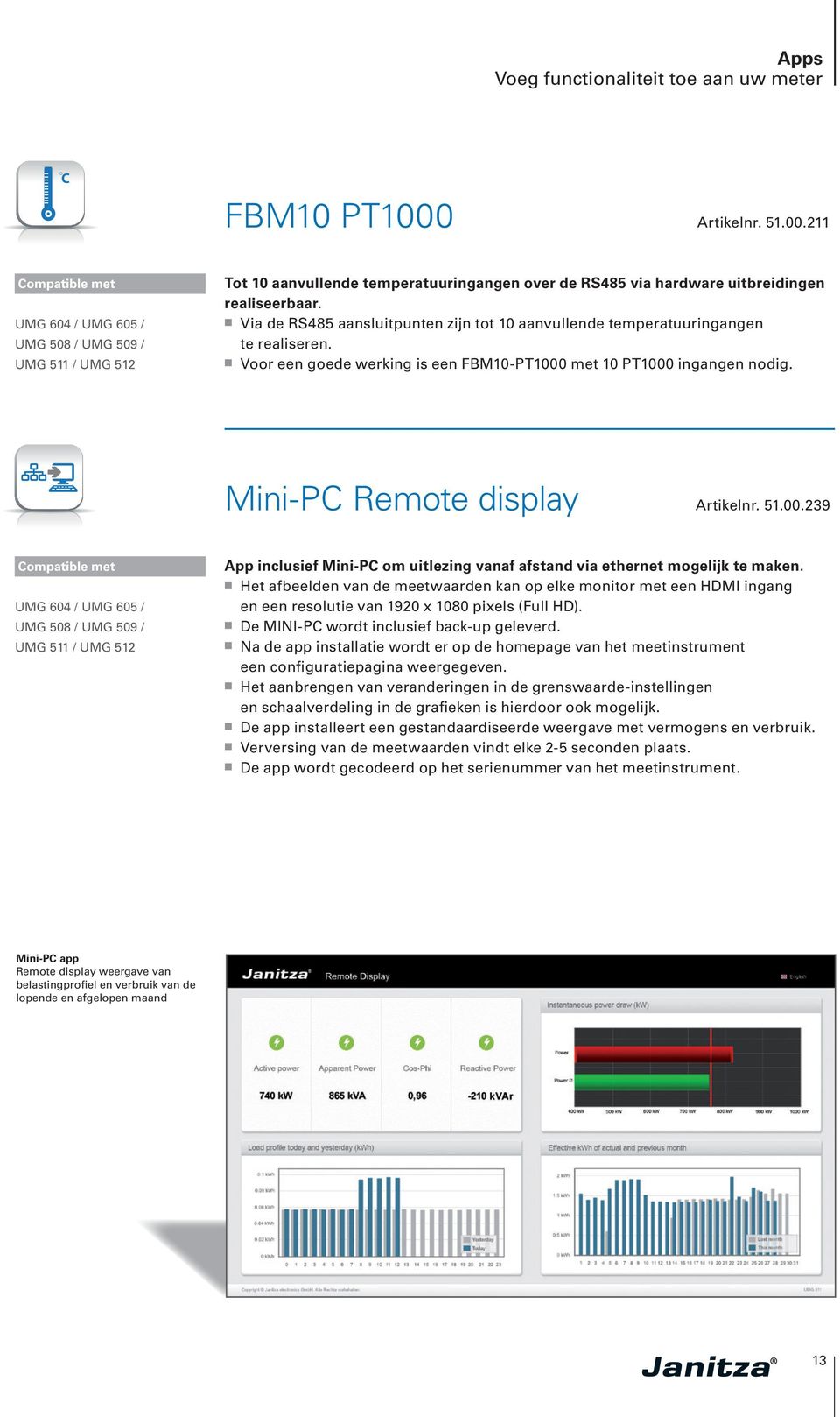 Störmeldung Mini-PC Remote display Artikelnr. 51.00.239 MINI-PC DCF77 UMG 508 / UMG 509 / App inclusief Mini-PC om uitlezing vanaf afstand via ethernet mogelijk te maken.