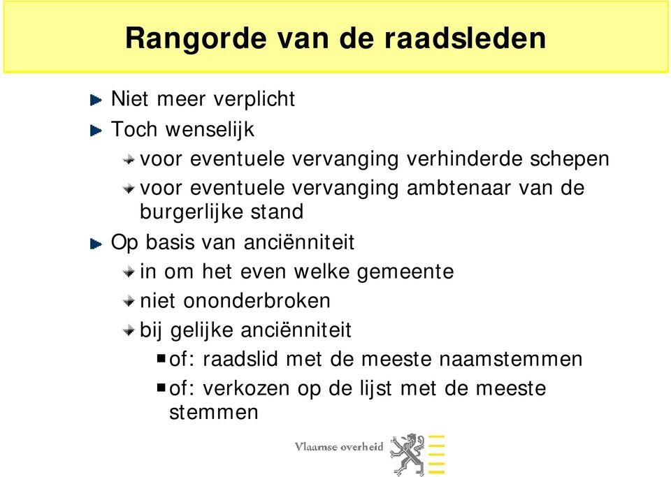 basis van anciënniteit in om het even welke gemeente niet ononderbroken bij gelijke