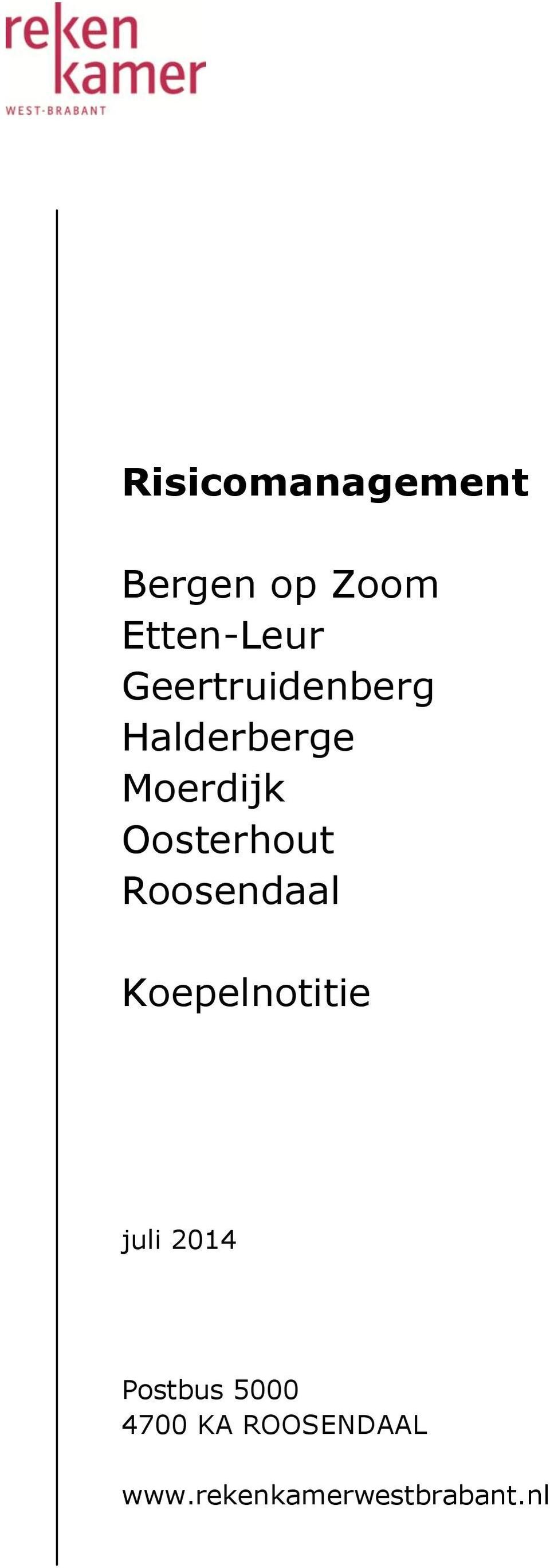 Oosterhout Roosendaal Koepelnotitie juli 2014