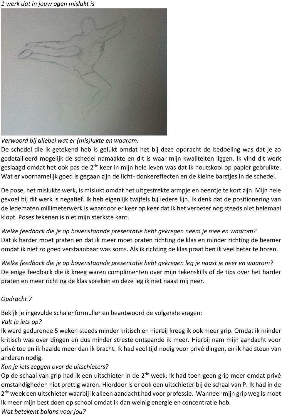 Ik vind dit werk geslaagd omdat het ook pas de 2 de keer in mijn hele leven was dat ik houtskool op papier gebruikte.