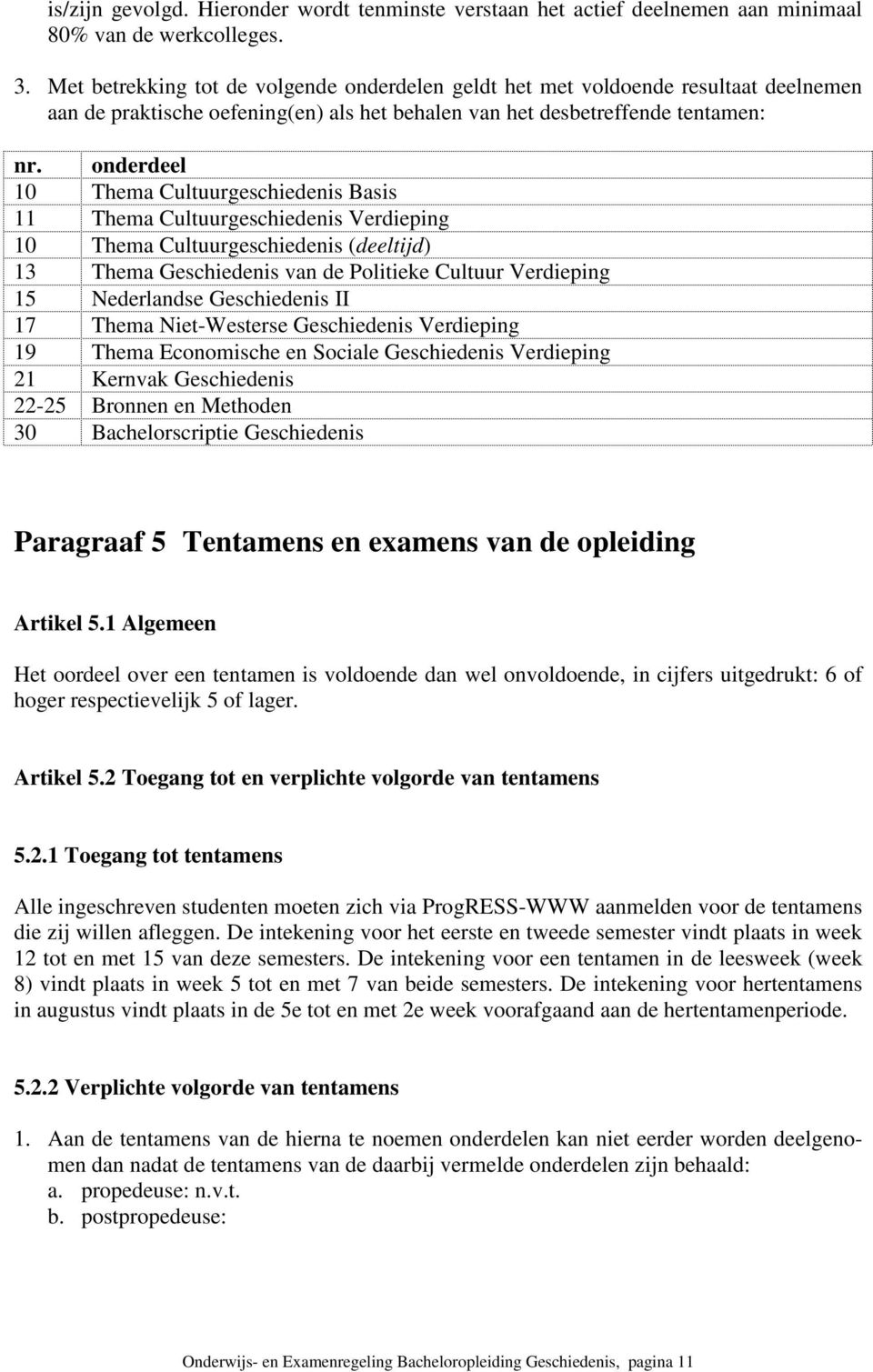 onderdeel 10 Thema Cultuurgeschiedenis Basis 11 Thema Cultuurgeschiedenis Verdieping 10 Thema Cultuurgeschiedenis (deeltijd) 13 Thema Geschiedenis van de Politieke Cultuur Verdieping 15 Nederlandse