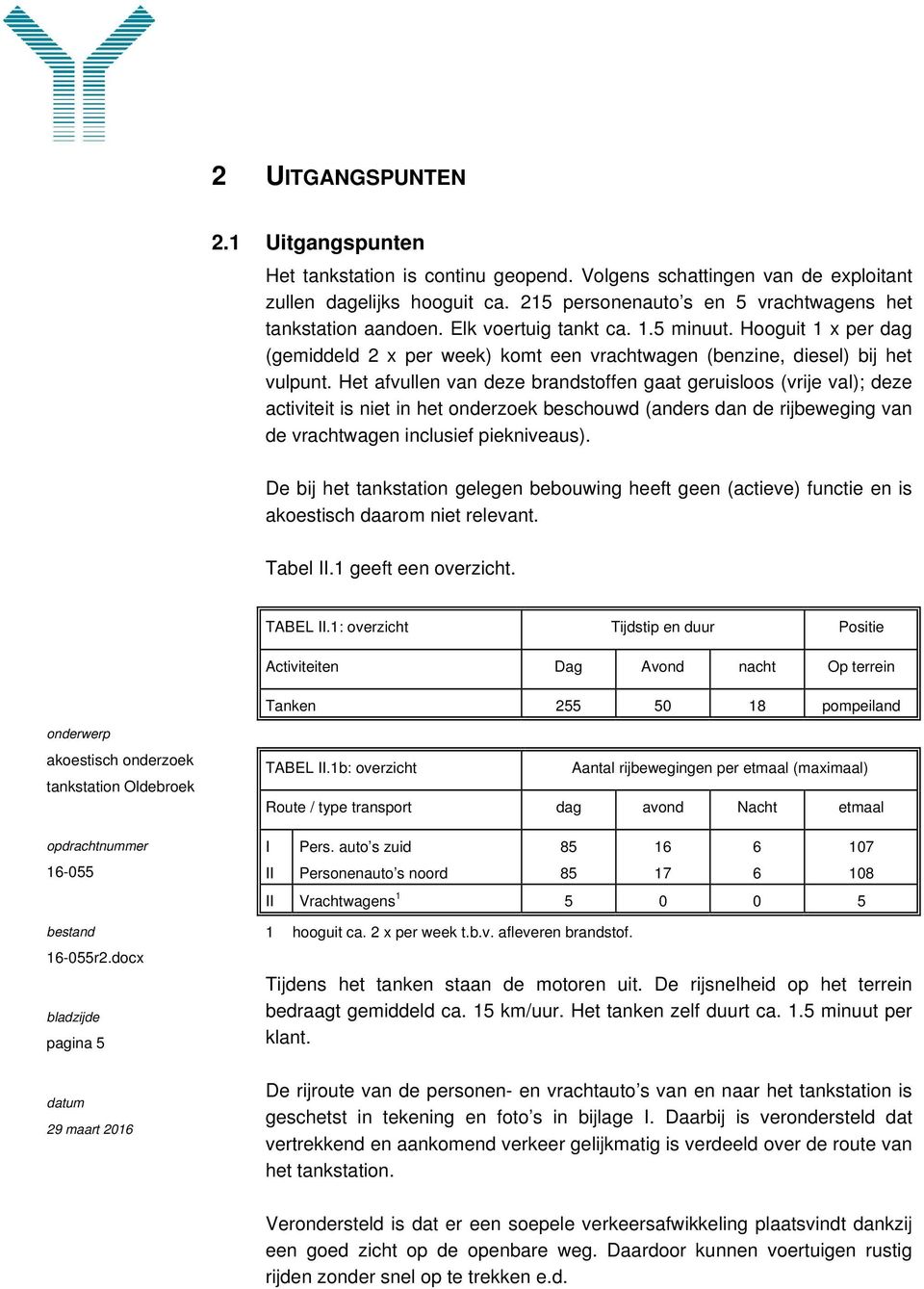 Het afvullen van deze brandstoffen gaat geruisloos (vrije val); deze activiteit is niet in het onderzoek beschouwd (anders dan de rijbeweging van de vrachtwagen inclusief piekniveaus).