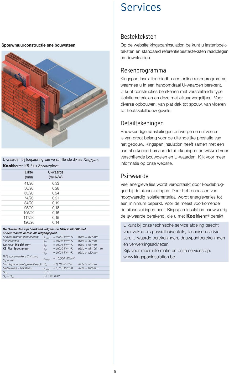 U kunt constructies berekenen met verschillende type isolatiematerialen en deze met elkaar vergelijken. Voor diverse opbouwen, van plat dak tot spouw, van vloeren tot houtskeletbouw gevels.