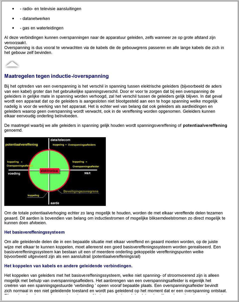 Maatregelen tegen inductie-/overspanning Bij het optreden van een overspanning is het verschil in spanning tussen elektrische geleiders (bijvoorbeeld de aders van een kabel) groter dan het