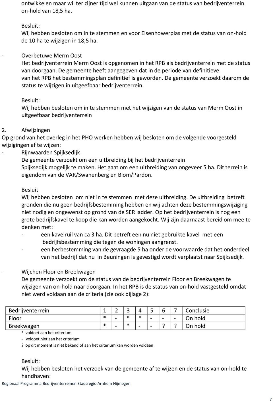 - Overbetuwe Merm Oost Het bedrijventerrein Merm Oost is opgenomen in het RPB als bedrijventerrein met de status van doorgaan.