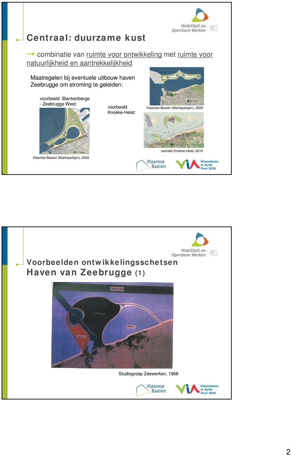 stroming te geleiden: voorbeeld Blankenberge - Zeebrugge West: voorbeeld Knokke-Heist: