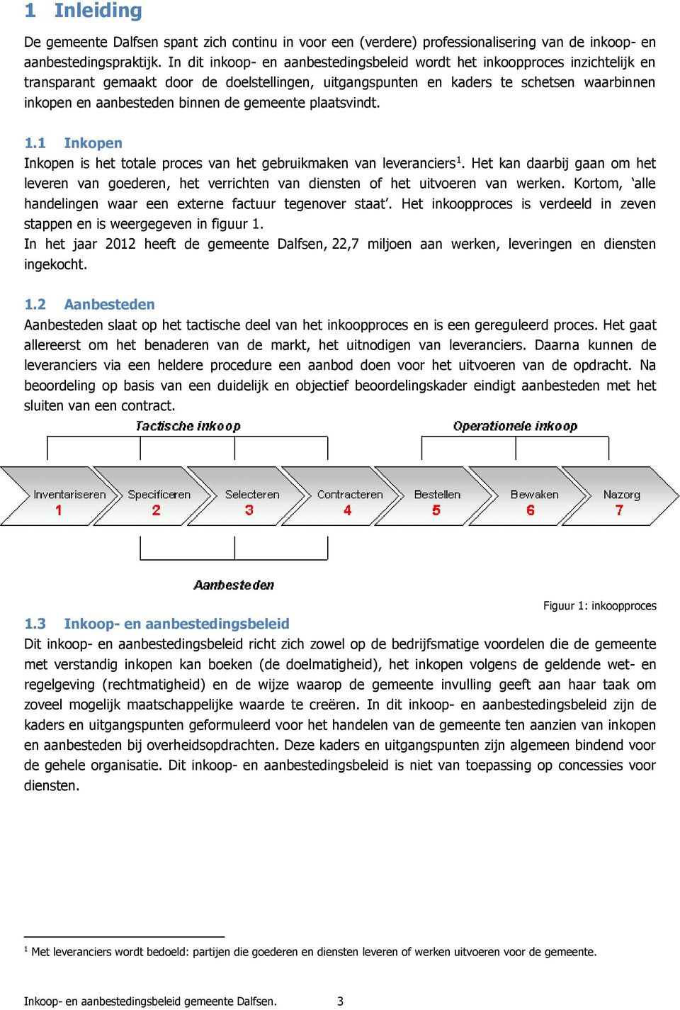 de gemeente plaatsvindt. 1.1 Inkopen Inkopen is het totale proces van het gebruikmaken van leveranciers 1.