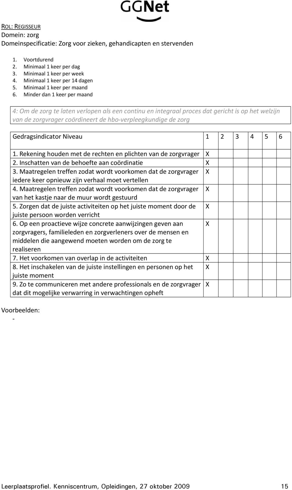 Maatregelen treffen zodat wordt voorkomen dat de zorgvrager iedere keer opnieuw zijn verhaal moet vertellen 4.