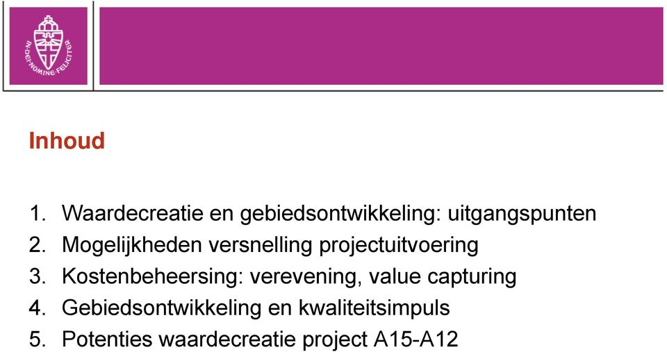 Mogelijkheden versnelling projectuitvoering 3.