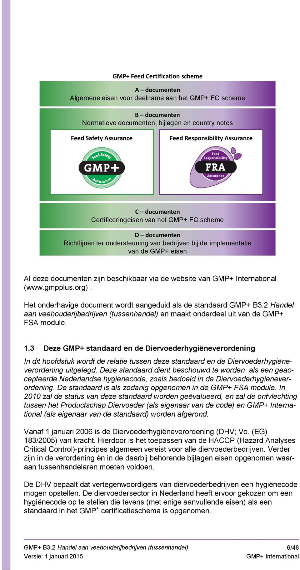 via de website van (www.gmpplus.org). Het onderhavige document wordt aangeduid als de standaard GMP+ B3.2 Handel aan veehouderijbedrijven (tussenhandel) en maakt onderdeel uit van de GMP+ FSA module.