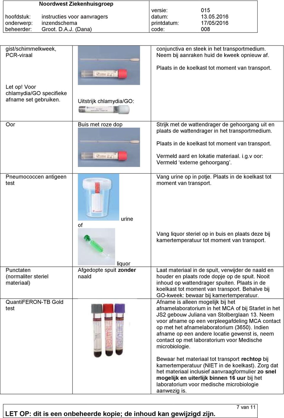 Pneumococcen antigeen test Vang urine op in potje.