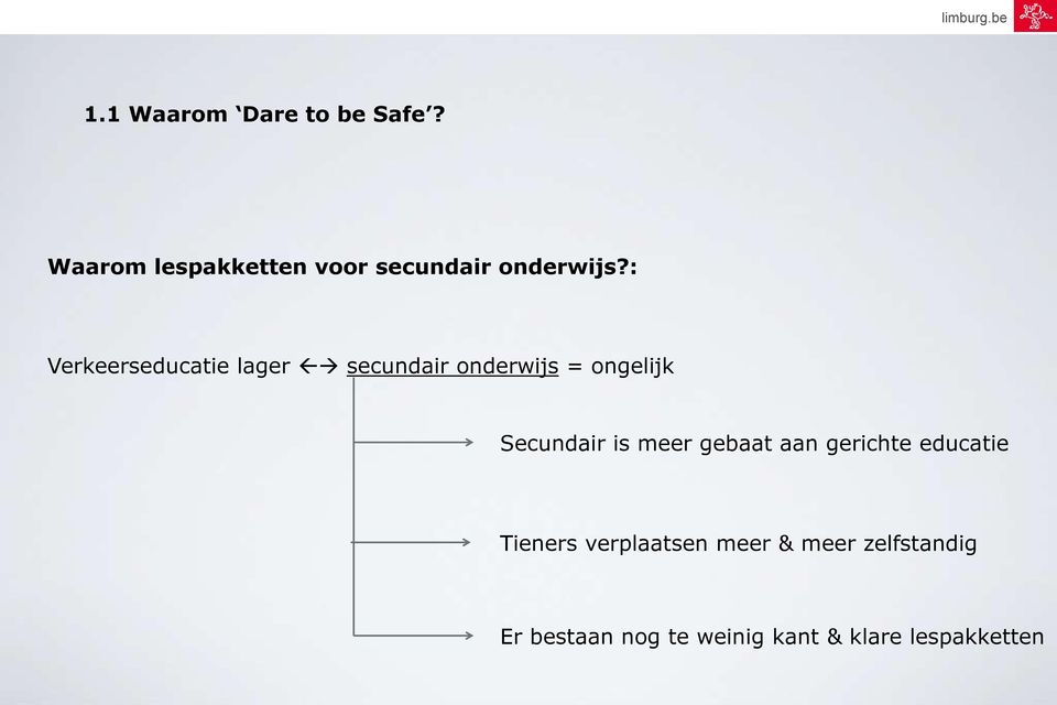 : Verkeerseducatie lager secundair onderwijs = ongelijk Secundair