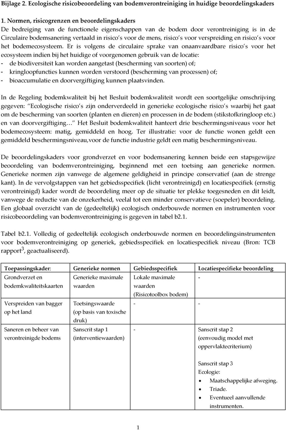 risico s voor verspreiding en risico s voor het bodemecosysteem.