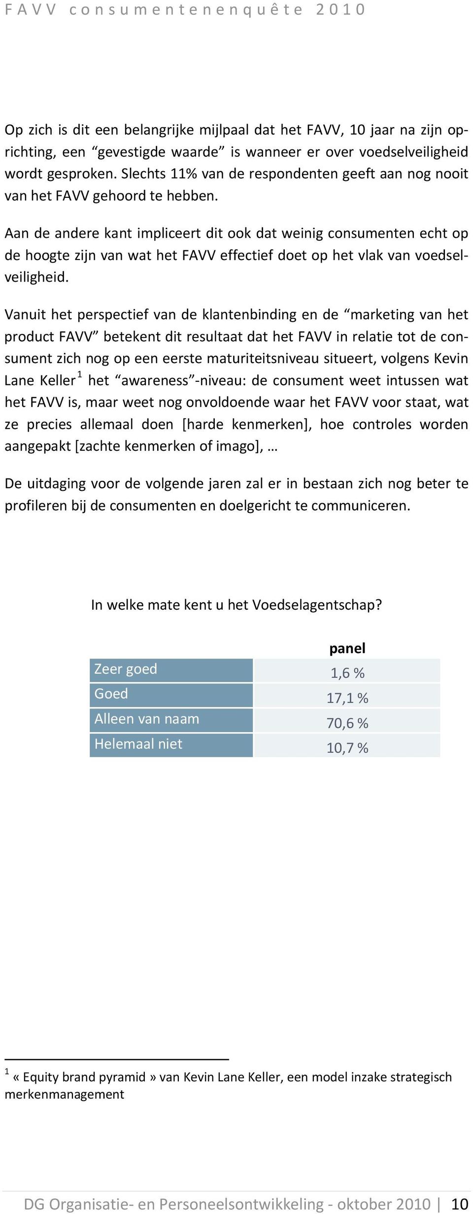 Aan de andere kant impliceert dit ook dat weinig consumenten echt op de hoogte zijn van wat het FAVV effectief doet op het vlak van voedselveiligheid.