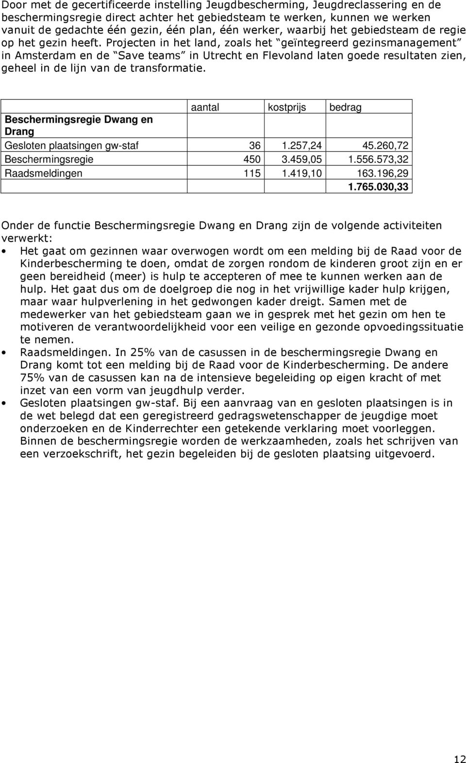 Projecten in het land, zoals het geïntegreerd gezinsmanagement in Amsterdam en de Save teams in Utrecht en Flevoland laten goede resultaten zien, geheel in de lijn van de transformatie.