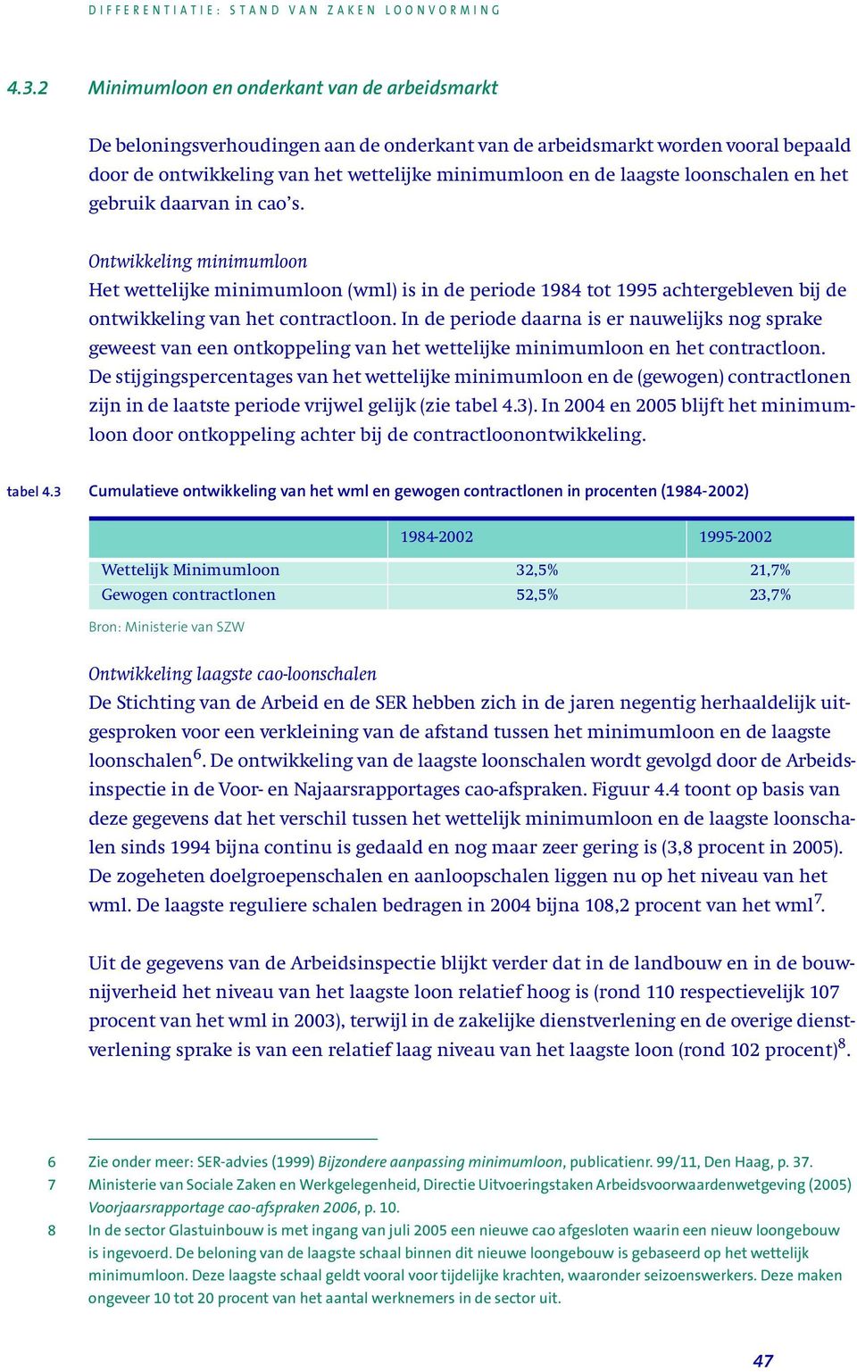 In de periode daarna is er nauwelijks nog sprake geweest van een ontkoppeling van het wettelijke minimumloon en het contractloon.