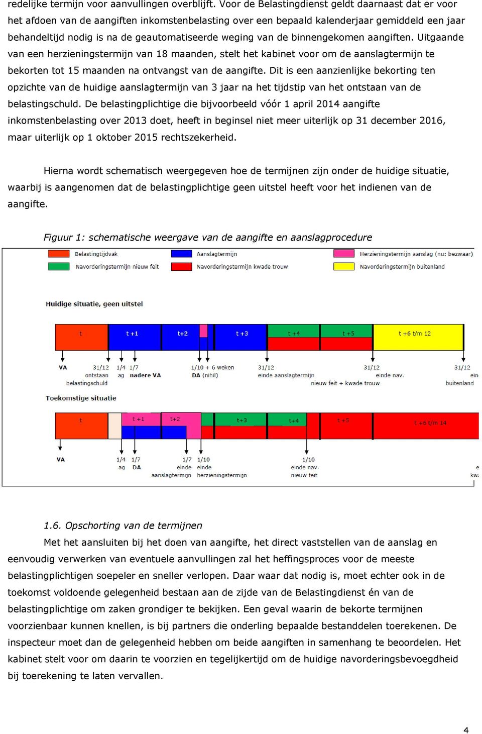 van de binnengekomen aangiften. Uitgaande van een herzieningstermijn van 18 maanden, stelt het kabinet voor om de aanslagtermijn te bekorten tot 15 maanden na ontvangst van de aangifte.