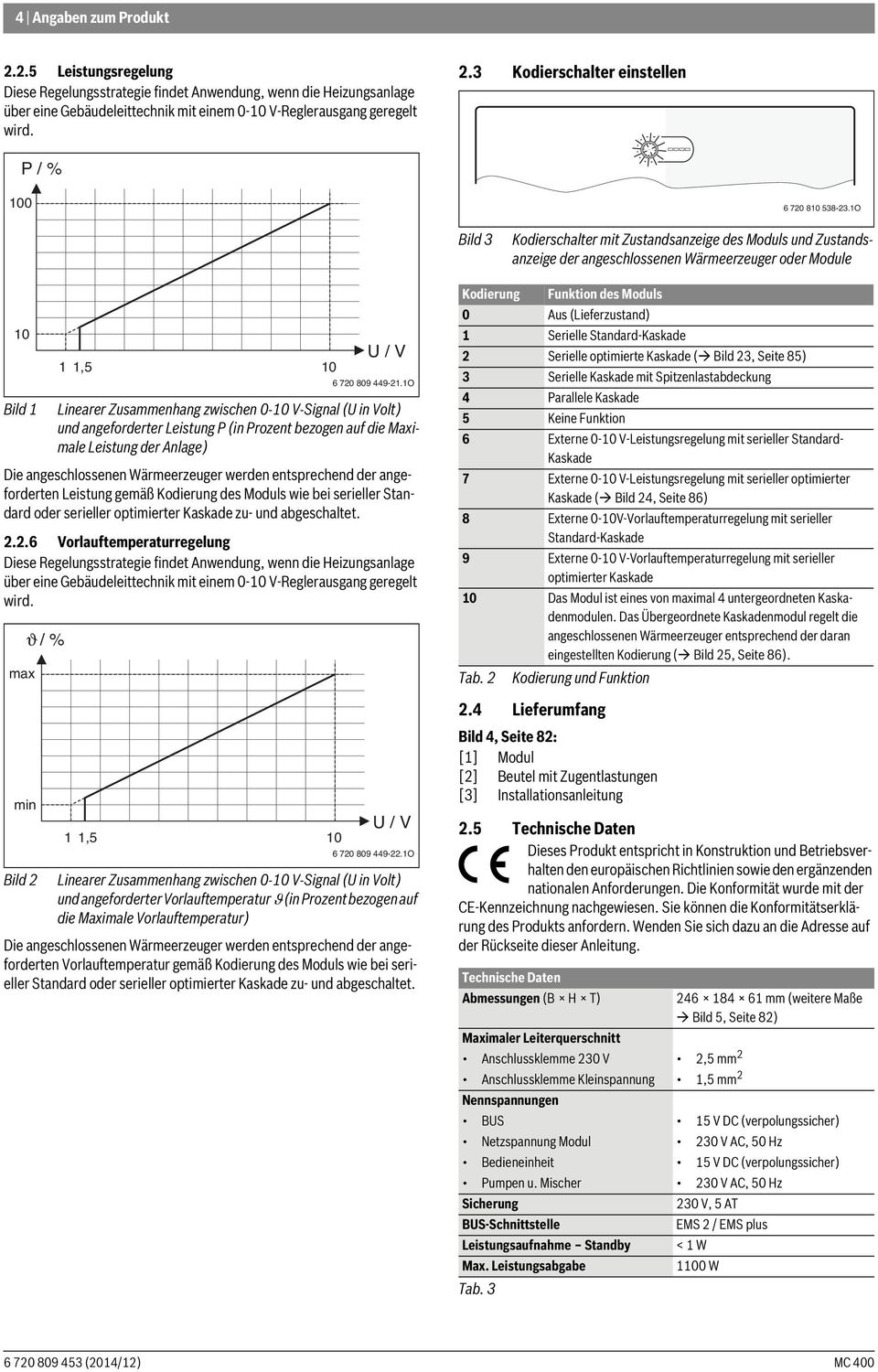 1O Bild 3 Kodierschalter mit Zustandsanzeige des Moduls und Zustandsanzeige der angeschlossenen Wδrmeerzeuger oder Module 10 1 1,5 10 U / V 6 720 809 449-21.