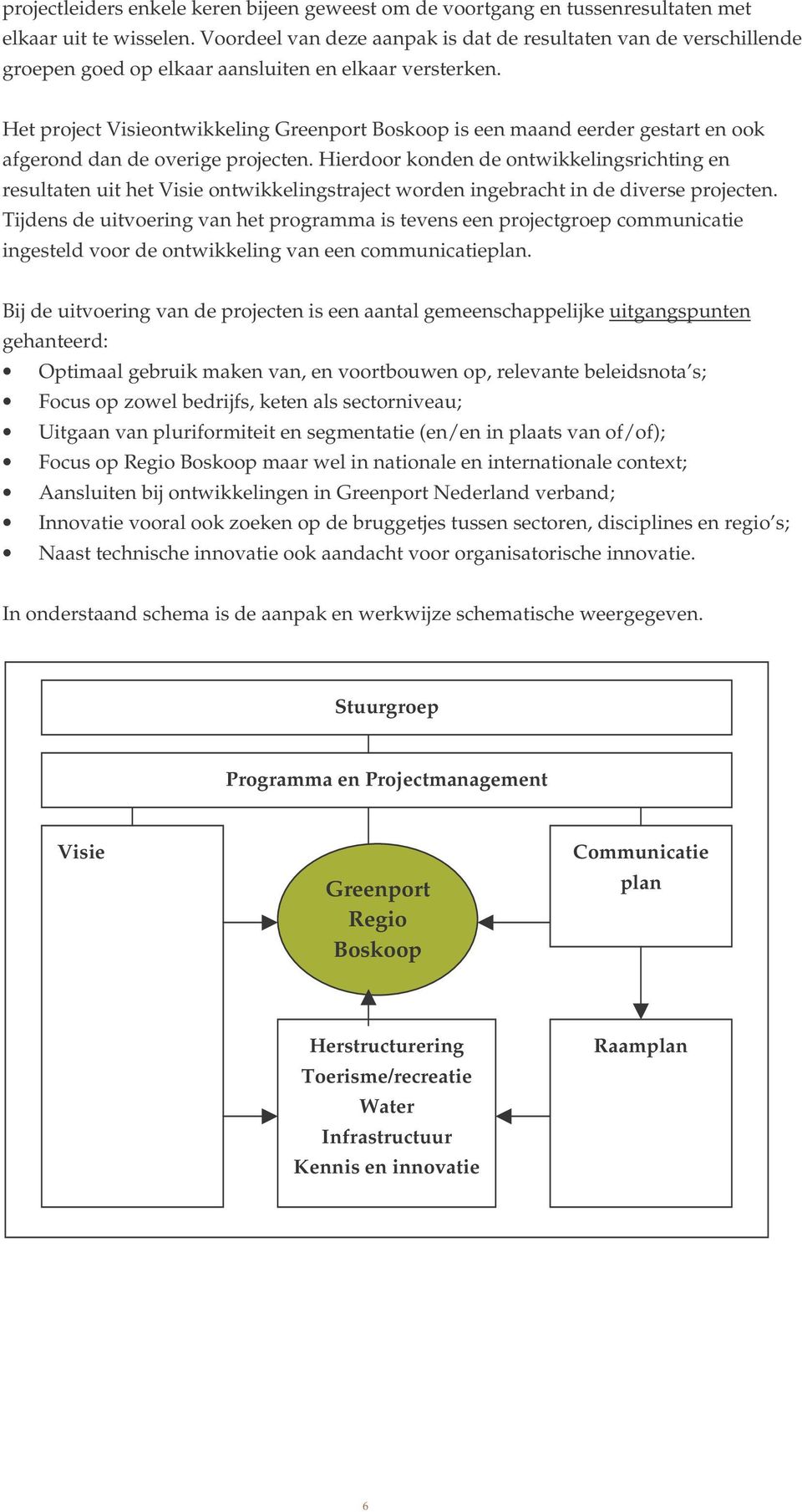 Het project Visieontwikkeling Greenport Boskoop is een maand eerder gestart en ook afgerond dan de overige projecten.