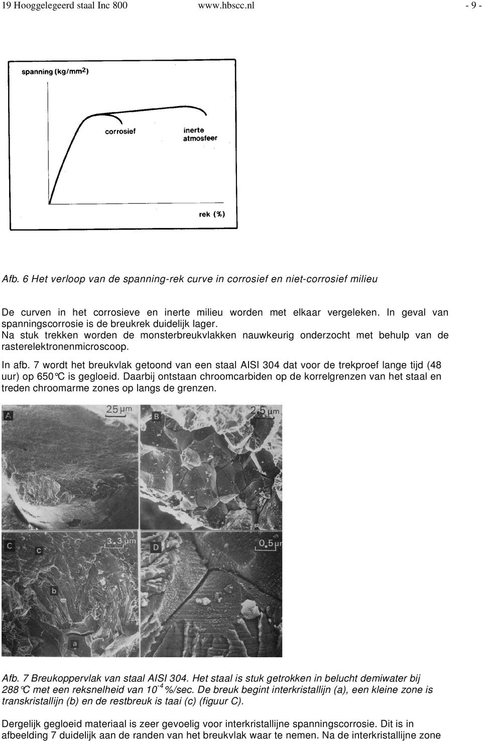 In geval van spanningscorrosie is de breukrek duidelijk lager. Na stuk trekken worden de monsterbreukvlakken nauwkeurig onderzocht met behulp van de rasterelektronenmicroscoop. In afb.