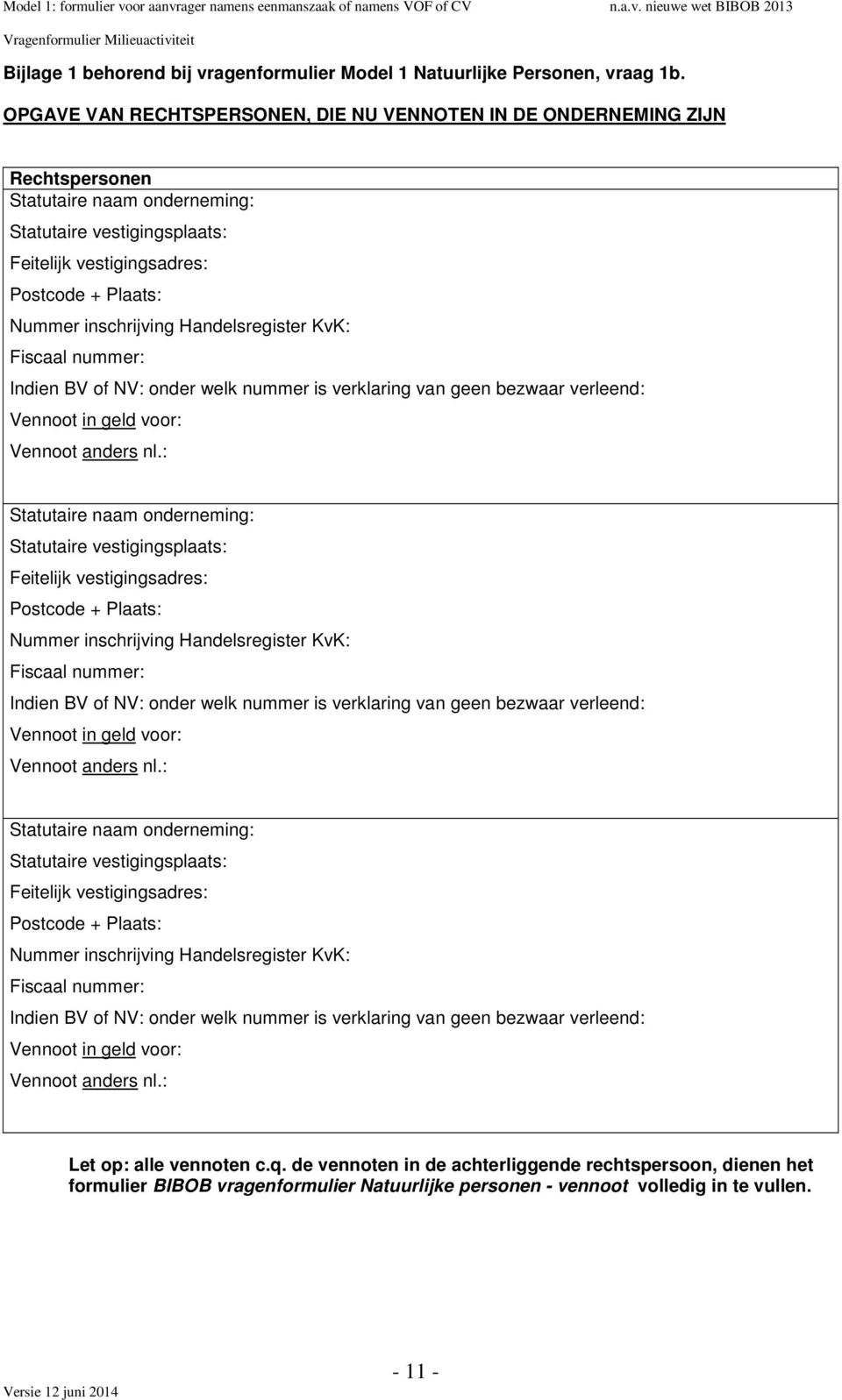 inschrijving Handelsregister KvK: Fiscaal nummer: Indien BV f NV: nder welk nummer is verklaring van geen bezwaar verleend: Vennt in geld vr: Vennt anders nl.