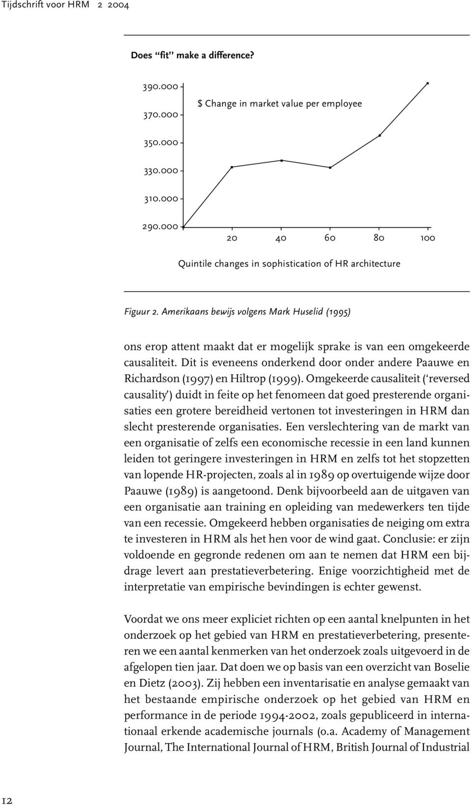 Amerikaans bewijs volgens Mark Huselid (1995) ons erop attent maakt dat er mogelijk sprake is van een omgekeerde causaliteit.