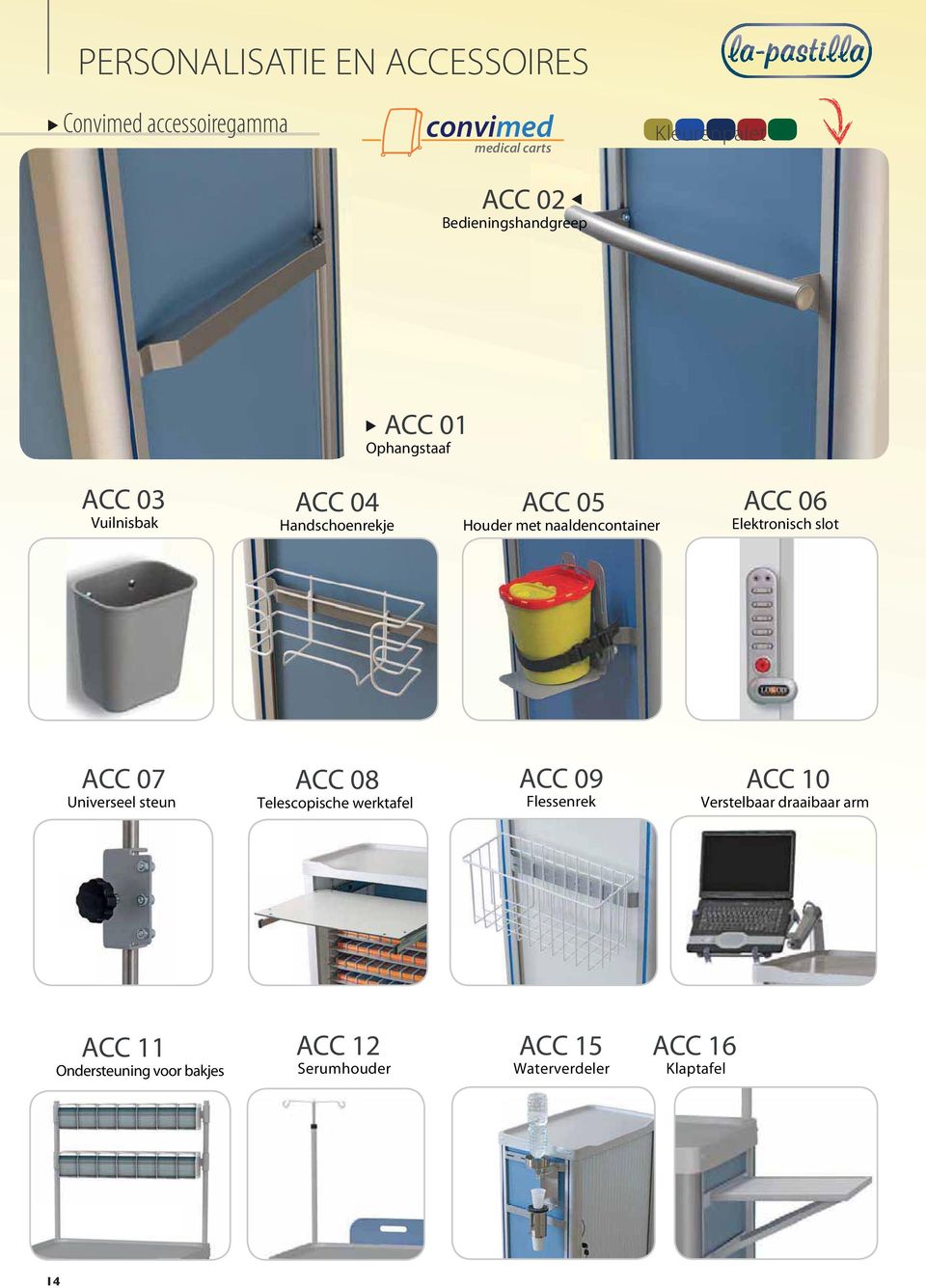 ACC 06 Elektronisch slot ACC 07 Universeel steun ACC 08 Telescopische werktafel ACC 09 Flessenrek ACC 10