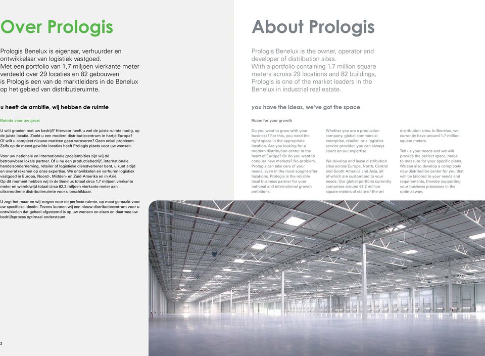 Prologis is the owner, operator and developer of distribution sites. With a portfolio containing 1.