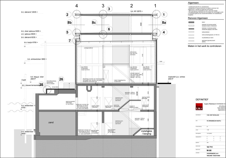 k. beg.gr. vloer 200+P 25 b.k. nieuwe terrasvloer 850 - doorvalbeveiliging spanbanden met rvs draden terras 26 aflaag voorzien van vloerverwarming verhoogde vloer voorzien van isolatie bestaande