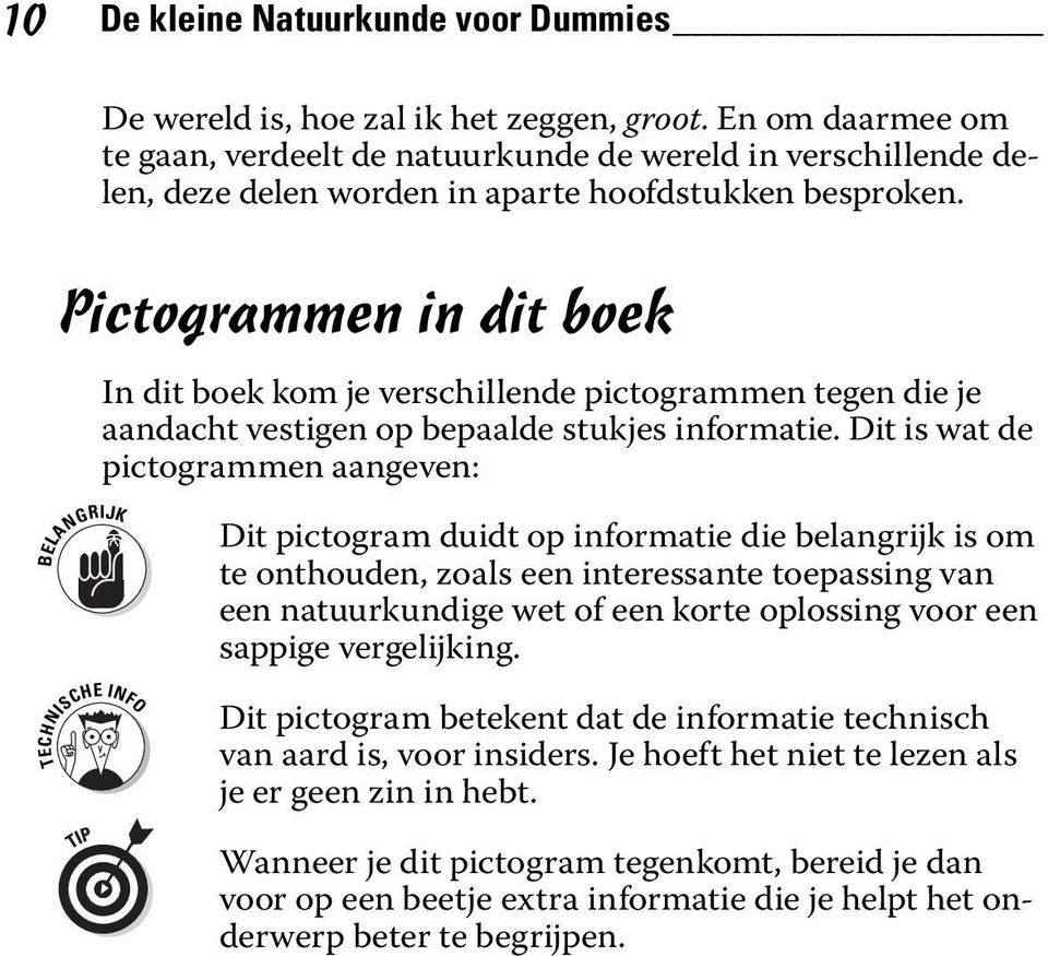 Pictogrammen in dit boek In dit boek kom je verschillende pictogrammen tegen die je aandacht vestigen op bepaalde stukjes informatie.