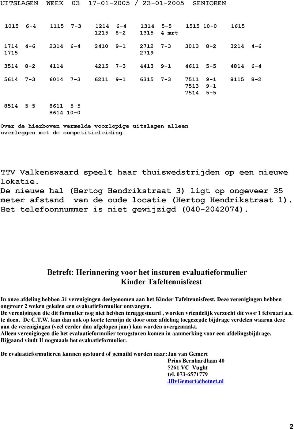 overleggen met de competitieleiding. TTV Valkenswaard speelt haar thuiswedstrijden op een nieuwe lokatie.