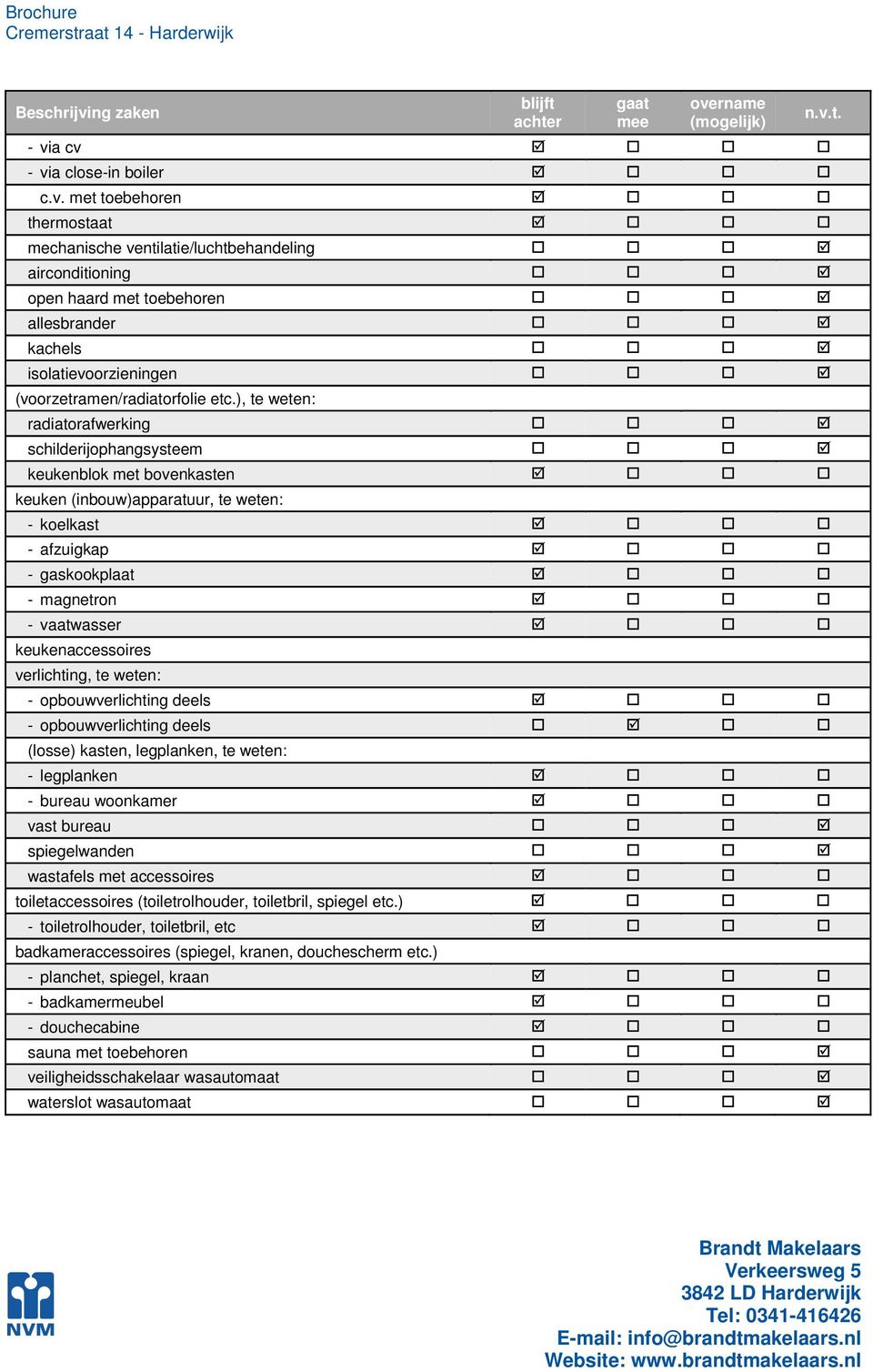 verlichting, te weten: - opbouwverlichting deels - opbouwverlichting deels (losse) kasten, legplanken, te weten: - legplanken - bureau woonkamer vast bureau spiegelwanden wastafels met accessoires