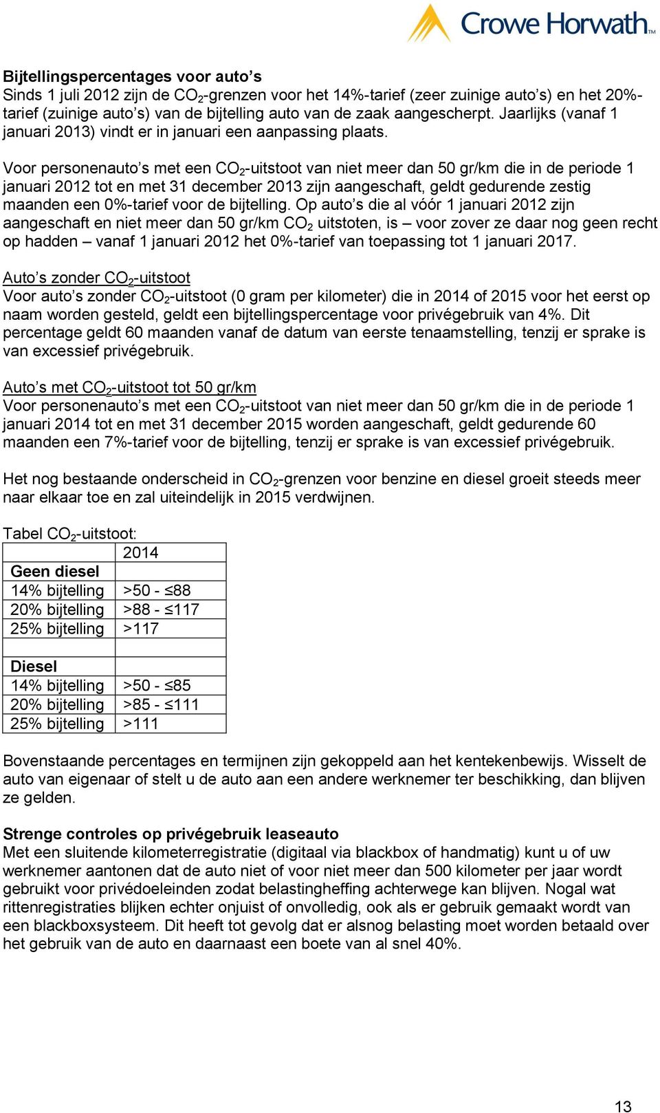 Voor personenauto s met een CO 2 -uitstoot van niet meer dan 50 gr/km die in de periode 1 januari 2012 tot en met 31 december 2013 zijn aangeschaft, geldt gedurende zestig maanden een 0%-tarief voor