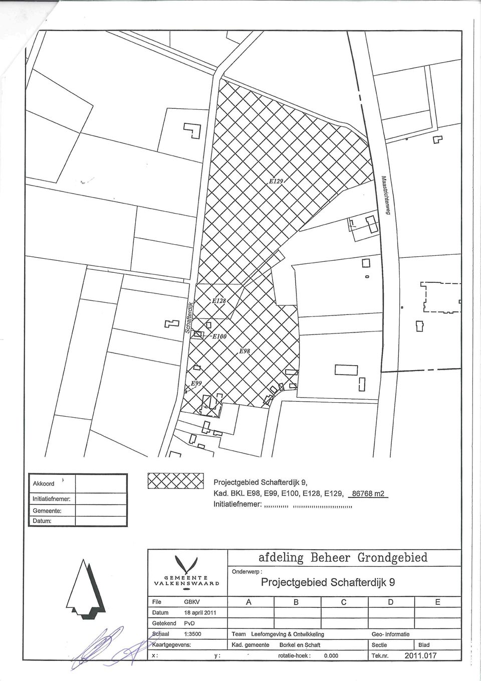 Onderwerp: Projectgebied Schafterdijk 9 File GBK Datum 18 april 2011 Getekend PvD Schaal 1:3500