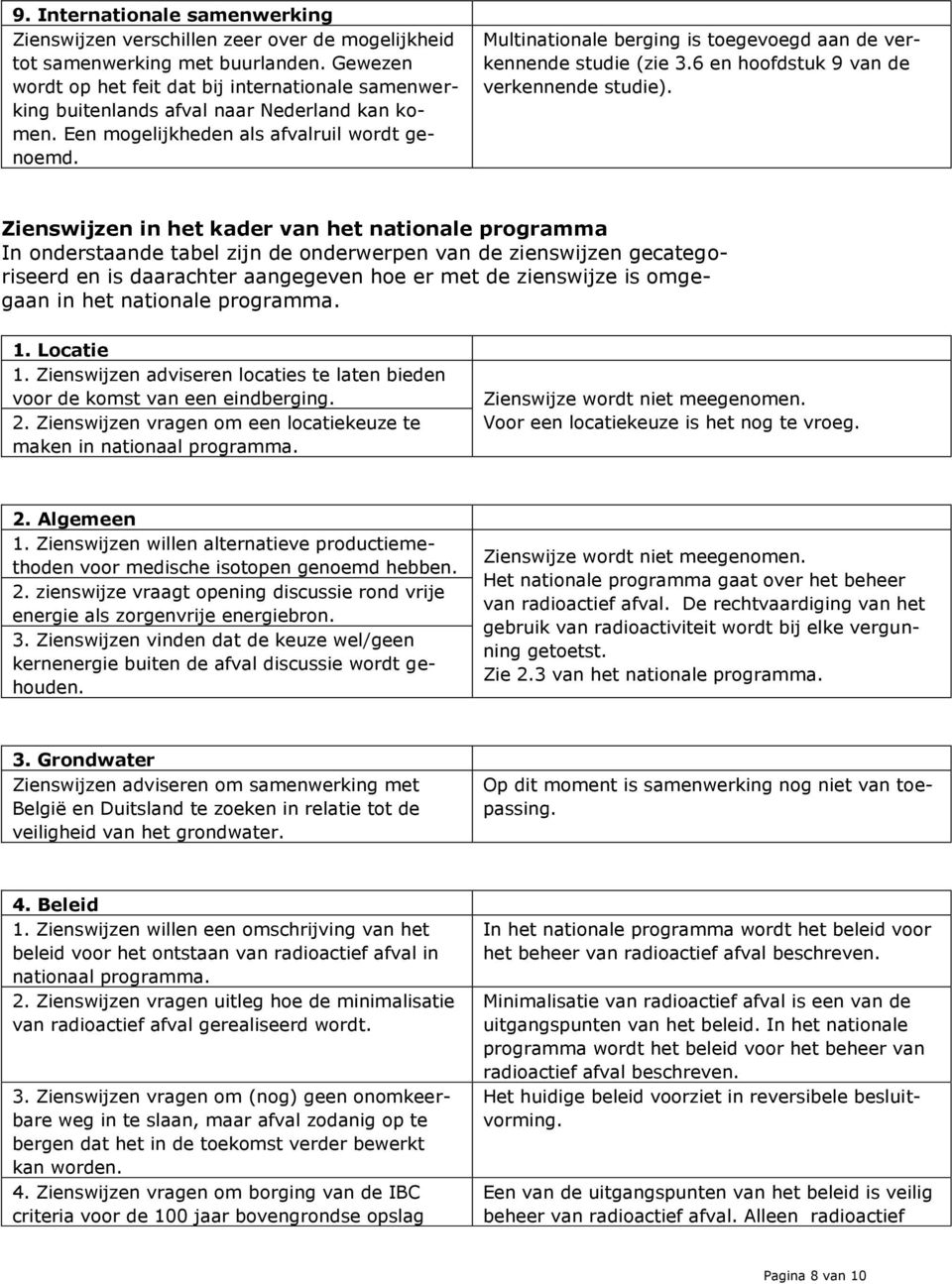 Multinationale berging is toegevoegd aan de verkennende studie (zie 3.6 en hoofdstuk 9 van de verkennende studie).