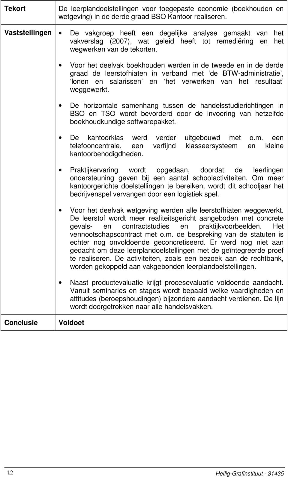 Voor het deelvak boekhouden werden in de tweede en in de derde graad de leerstofhiaten in verband met de BTW-administratie, lonen en salarissen en het verwerken van het resultaat weggewerkt.