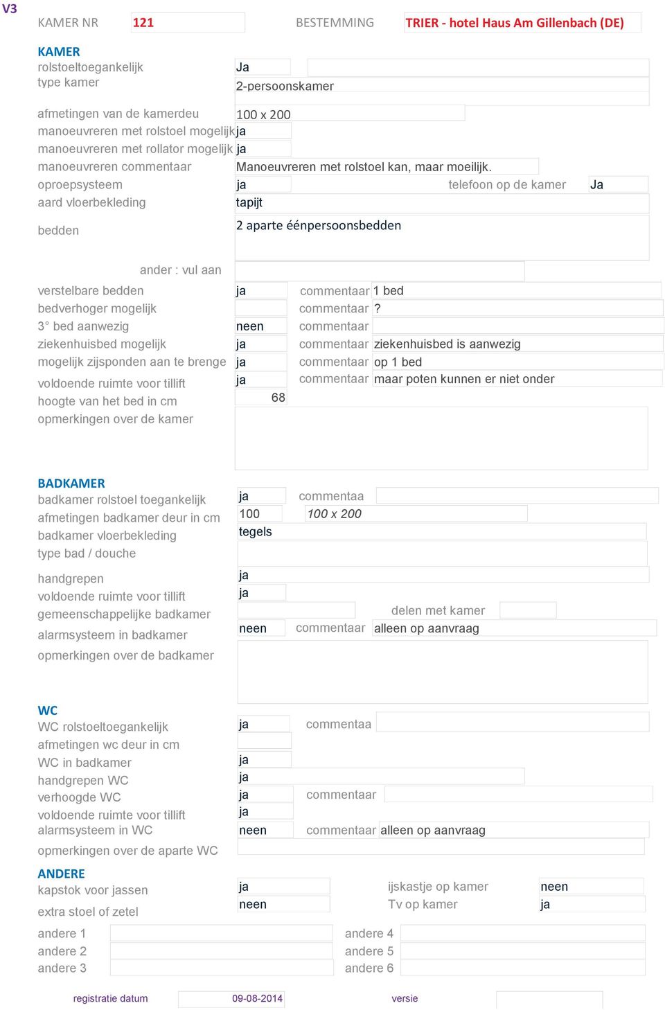 3 bed aanwezig neen ziekenhuisbed mogelijk ziekenhuisbed is aanwezig mogelijk zijsponden aan te brenge op 1 bed voldoende ruimte voor tillift maar poten kunnen er niet onder hoogte van het bed in cm