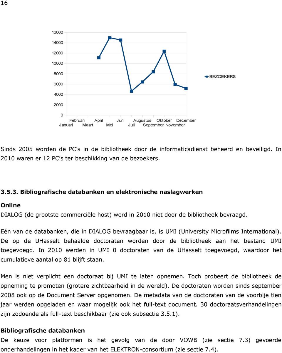 5.3. Bibliografische databanken en elektronische naslagwerken Online DIALOG (de grootste commerciële host) werd in 2010 niet door de bibliotheek bevraagd.