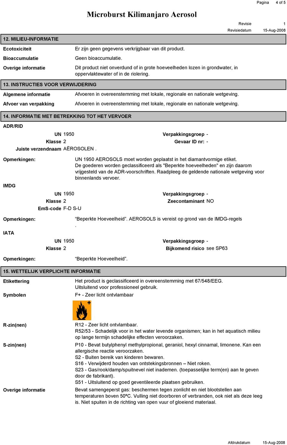 INSTRUCTIES VOOR VERWIJDERING Algemene informatie Afvoer van verpakking Afvoeren in overeenstemming met lokale, regionale en nationale wetgeving.