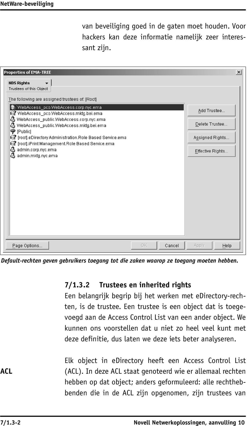 Een trustee is een object dat is toegevoegd aan de Access Control List van een ander object.