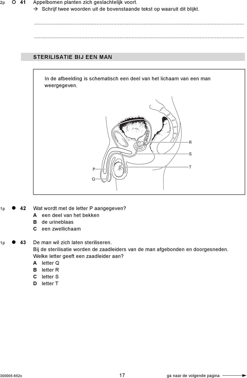 R S P T Q 1p 42 Wat wordt met de letter P aangegeven?