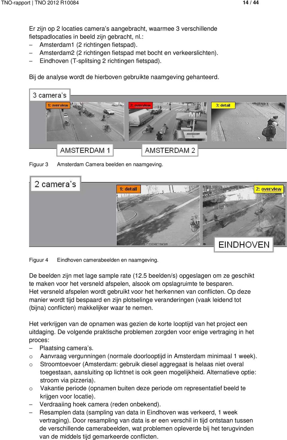 Figuur 3 Amsterdam Camera beelden en naamgeving. Figuur 4 Eindhoven camerabeelden en naamgeving. De beelden zijn met lage sample rate (12.