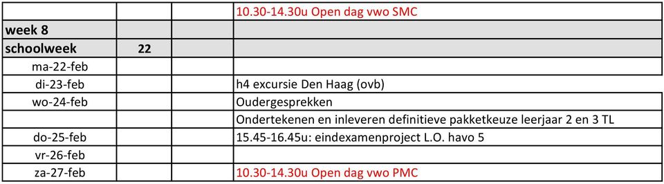 Den Haag (ovb) wo-24-feb Oudergesprekken Ondertekenen en inleveren