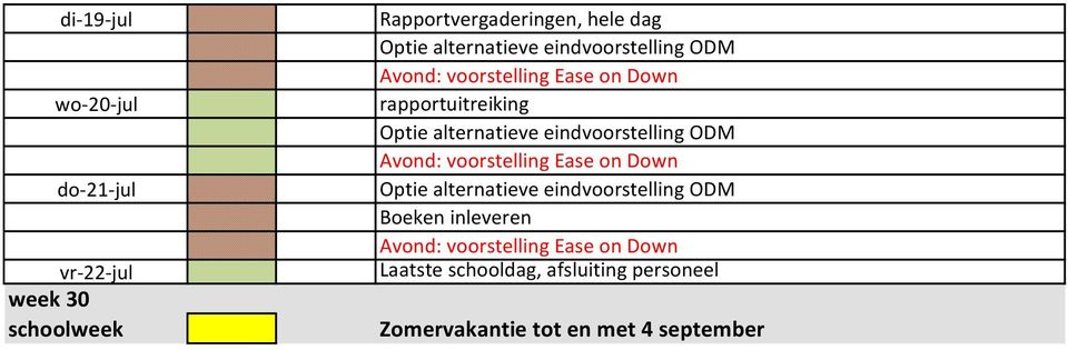 eindvoorstelling ODM Avond: voorstelling Ease on Down Optie alternatieve eindvoorstelling ODM Boeken