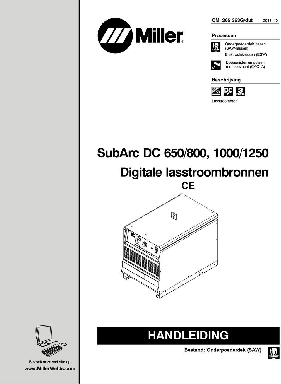 Beschrijving Lasstroombron SubArc DC 650/800, 1000/1250 Digitale