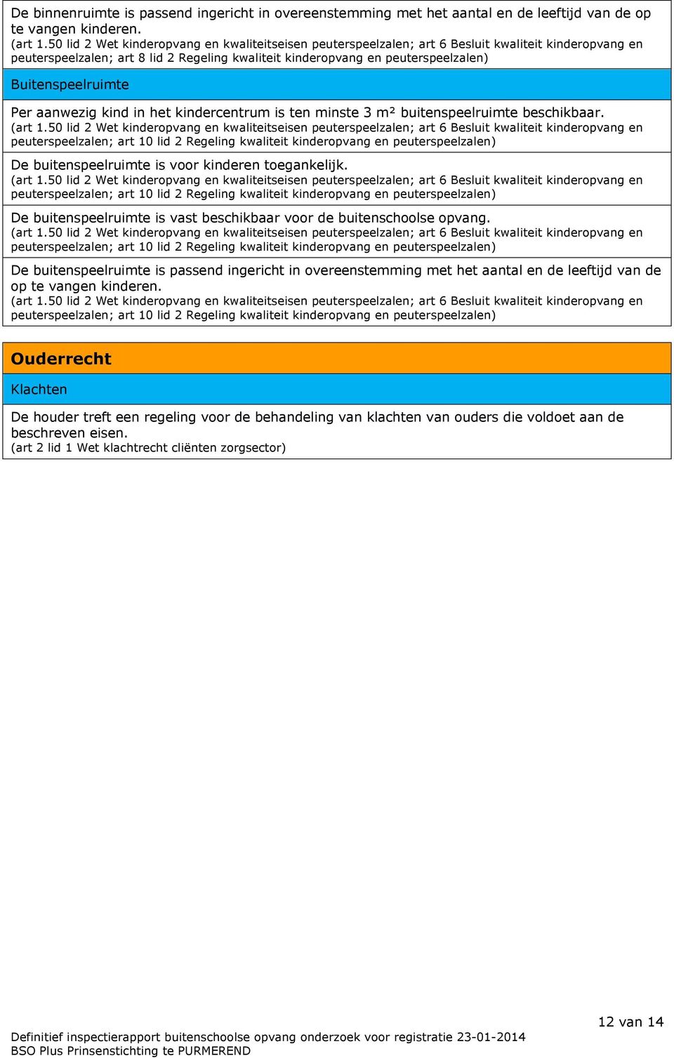 Buitenspeelruimte Per aanwezig kind in het kindercentrum is ten minste 3 m² buitenspeelruimte beschikbaar. (art 1.